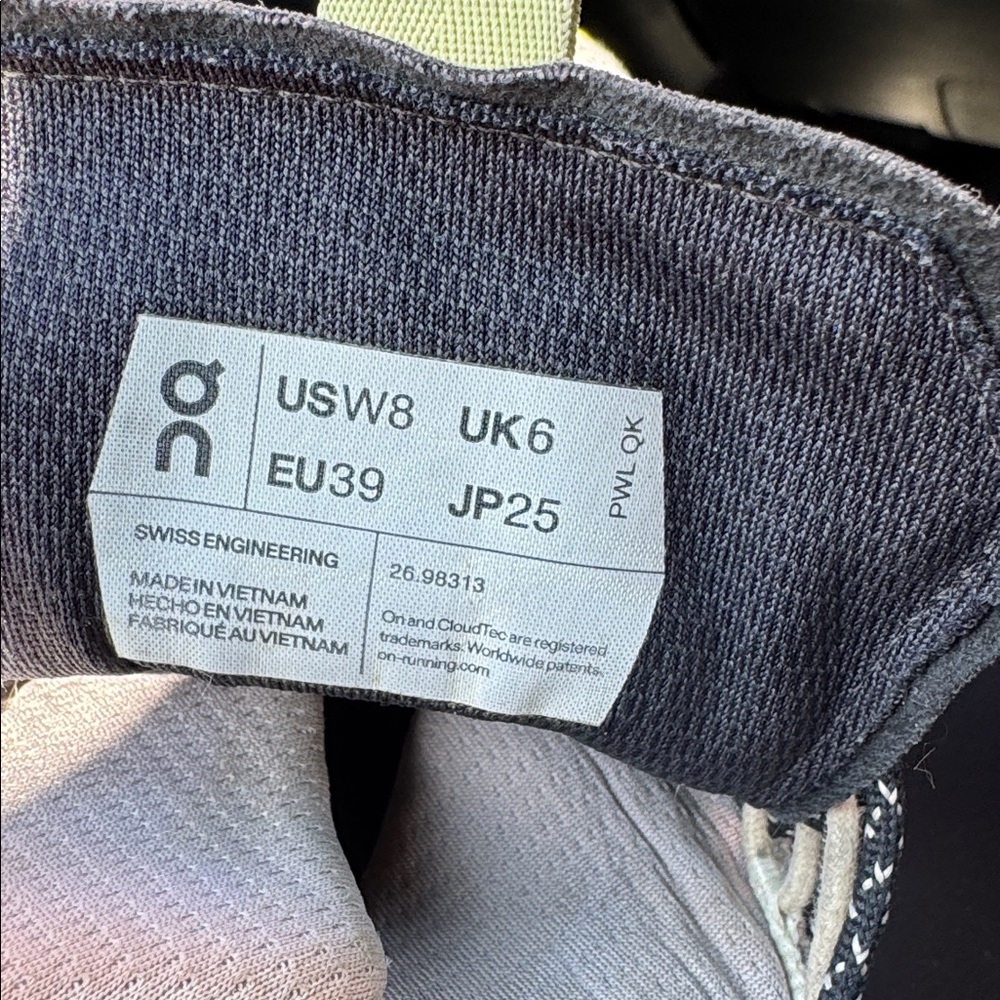 ON-Gray and White Athletic Shoe with Yellow Accents - Picture 7 of 7